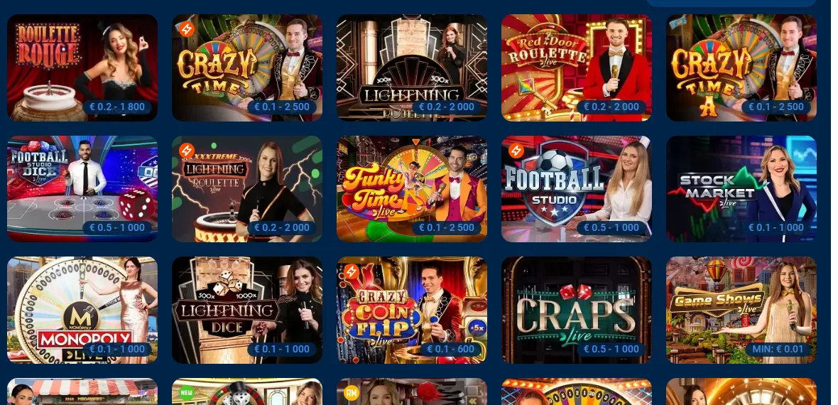 Game show stoly Mostbet live casino: Crazy Time, Funky Time a Monopoly
